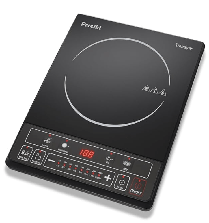 प्रीति सिरेमिक ग्लास ट्रेंडी प्लस 116 1600-वाट इंडक्शन कुकटॉप (काला) 