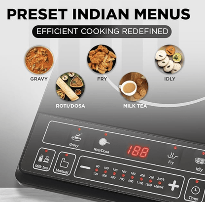 प्रीति सिरेमिक ग्लास ट्रेंडी प्लस 116 1600-वाट इंडक्शन कुकटॉप (काला) 