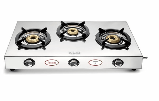 Preethi Ember Stainless Steel 3-Burner Gas Stove, Manual