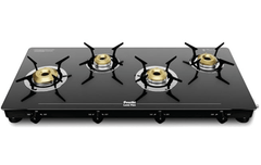 Preethi Luxe Max 4 Burner Glass Top Gas Stove With Driptray Less Infinity Design, With Jumbo Burner, 5 Year Warranty on Glass & Burner, Manual Design, Black-1