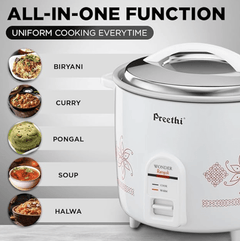 Preethi Electric Rice Cooker, 1 Litre, Single Pan, Anodized and Rustproof Aluminium Pan, White (RC 319)-3