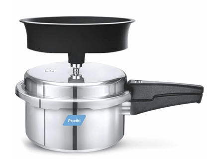 Preethi Aluminium Outer Lid 3 Litre Pressure Cooker with Spill Splash Shield For Zero Spill and Zero Splash (Induction Base)