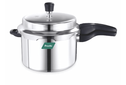 Preethi Neo Induction Base Stainless Steel Outer Lid Pressure Cooker, 5 Litres,Flame protector Handles, Composite Silver base for uniform heat conductivity,1yr Product Warranty & Lifelong Free Service