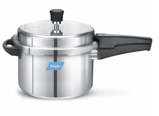 Preethi Aluminium Outer Lid Pressure Cooker Non Induction Base, 5 Litres