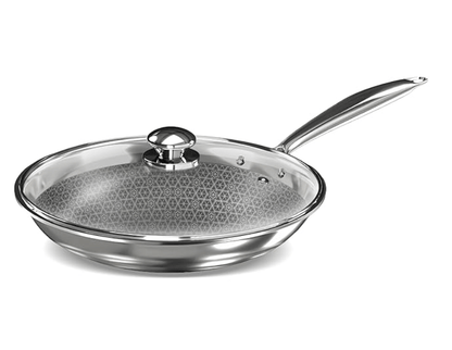 Preethi Diva Collection Triply Stainless Steel Fry Pan with API Technology, 26 cm, Gas & Induction Compatible, with Glass Lid, Metal Spatula Friendly with 5 Year Product Warranty