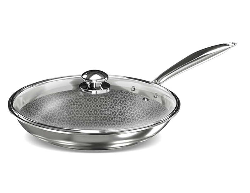 Preethi Diva Collection Triply Stainless Steel Fry Pan with API Technology, 26 cm, Gas & Induction Compatible, with Glass Lid, Metal Spatula Friendly with 5 Year Product Warranty-1
