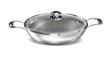 ‎Preethi Diva Collection Triply Stainless Steel Kadai with API Technology, 20 cm, Gas & Induction Compatible, with Glass Lid, Metal Spatula Friendly with 5 Year Product Warranty