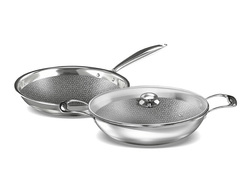 ‎Preethi Diva Collection Triply Stainless Steel Set with API Technology, 26 cm Kadai, 26 cm Fry Pan, Gas & Induction Compatible,with Glass Lid, Metal Spatula Friendly with 5 Year Product Warranty-1