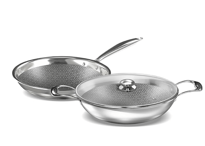 ‎Preethi Diva Collection Triply Stainless Steel Set with API Technology, 26 cm Kadai, 26 cm Fry Pan, Gas & Induction Compatible,with Glass Lid, Metal Spatula Friendly with 5 Year Product Warranty