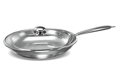 ‎Preethi Metallica Collection Triply Stainless Steel Frypan with Glass Lid, 26 cm, Gas & Induction Compatible, Metal Spatula Friendly with 5 Year Product Warranty-1