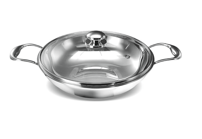 ‎Preethi Metallica Collection Triply Stainless Steel Kadai with Glass Lid, 20 cm, Gas & Induction Compatible, Metal Spatula Friendly with 5 Year Product Warranty