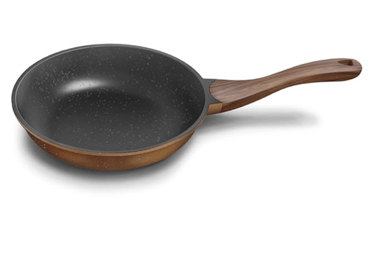 ‎Preethi Artistic Collection Die Cast Non Stick Fry Pan, 24 cm,with Glass Lid, 5 Star Non Stick Effect, Cook & Serve, Earthy Brown