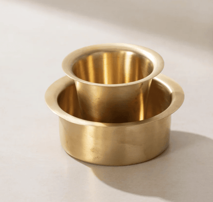 பித்தளை காபி டபரா - 6 கிண்ணங்களுடன் கூடிய பித்தளை காபி டம்ளர் 