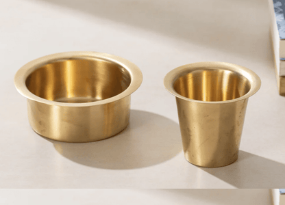 பித்தளை காபி டபரா - 6 கிண்ணங்களுடன் கூடிய பித்தளை காபி டம்ளர் 