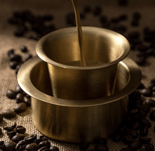 Brass Dabara Set - Plain Brushed Matte Finish - For South Indian Filter Coffee - 120ml