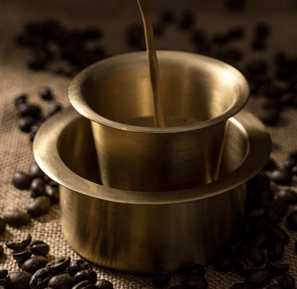 Brass Dabara Set - Plain Brushed Matte Finish - For South Indian Filter Coffee - 120ml