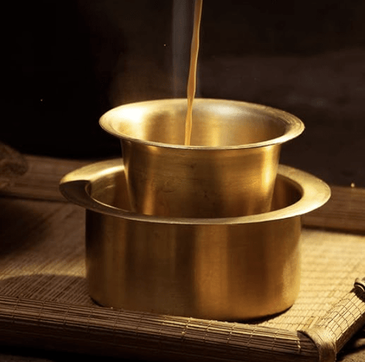 Brass Dabara Set - Plain Brushed Matte Finish - For South Indian Filter Coffee - 120ml