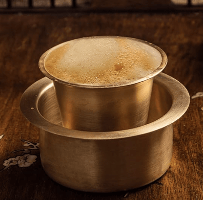 Brass Dabara Set - Plain Brushed Matte Finish - For South Indian Filter Coffee - 120ml