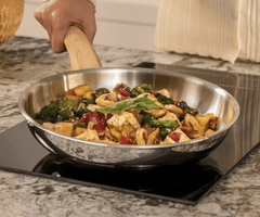 ARTTDINOX Timber Frying Pan Stainless Steel | Steel Fry pan | Wood Finished Handle | Frying pan | Pan with Lid | Gas & Induction Base, 24cm/1.8Ltr, Jindal Stainless, Silver-3
