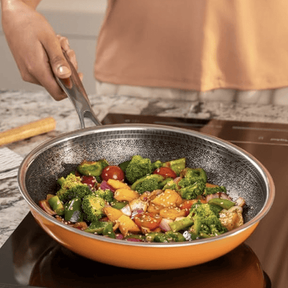 ARTTDINOX Vida Stainless Steel Triply Frypan with Lid | 24 cm | 1.8 LTR | Etched nonstick (PTFE) | Rivetless Handle | Gas &amp; Induction Base | 7 Yrs Warranty | Jindal Stainless