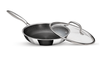 ARTTDINOX Stellar Stainless Steel Triply Frypan with Lid | 24 cm | 1.8 LTR | Etched nonstick | Rivetless Handle | Induction & Gas Base | 7 Yrs Warranty | Jindal Stainless