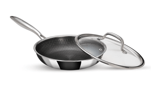 ARTTDINOX Stellar Stainless Steel Triply Frypan with Lid | 24 cm | 1.8 LTR | Etched nonstick | Rivetless Handle | Induction & Gas Base | 7 Yrs Warranty | Jindal Stainless