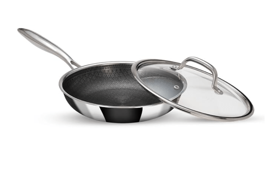 ARTTDINOX Stellar Stainless Steel Triply Frypan with Lid | Frying Pan | Etched nonstick PTFE | Non Stick Pan | Frying Pan Non Stick | Induction & Gas Base | Jindal Stainless, 26cm/2.1Ltr, Silver