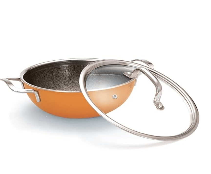 ARTTDINOX Vida Stainless Steel Triply 24 cm 2.7 LTR Kadhai with Glass Lid | Etched nonstick with Rivetless Wired Double Handles | Induction & Gas Base | 7 Yrs Warranty | Jindal Stainless