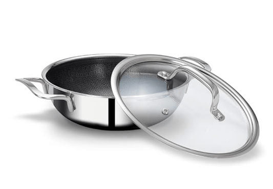 ARTTDINOX Stellar Triply Stainless Steel Kadhai with Lid | Triply Kadai | Non Stick Kadai | Kadai with Lid for Cooking | Gas & Induction Base, 24cm, 2.7Ltr, Jindal Stainless, Silver