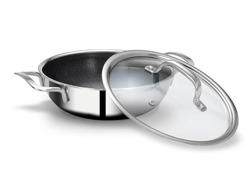 ARTTDINOX Stellar Stainless Steel Triply Kadhai with Lid | 26 cm | 3.2 LTR | Etched nonstick PTFE | Rivetless Handles | Gas & Induction Base | 7 Yrs Warranty | Jindal Stainless-1