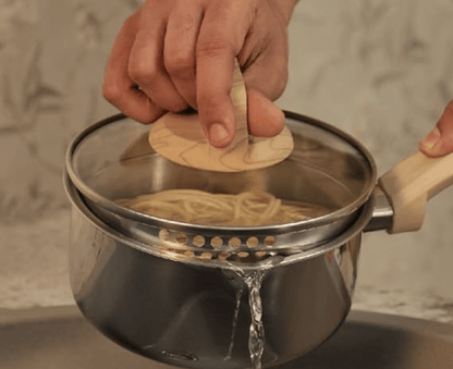 ARTTDINOX Timber Stainless Steel Triply Saucepan with Glass Lid | 16 cm | 1.5 LTR | Wood Finished Handle | Gas & Induction Base | 7 Yrs Warranty | Jindal Stainless