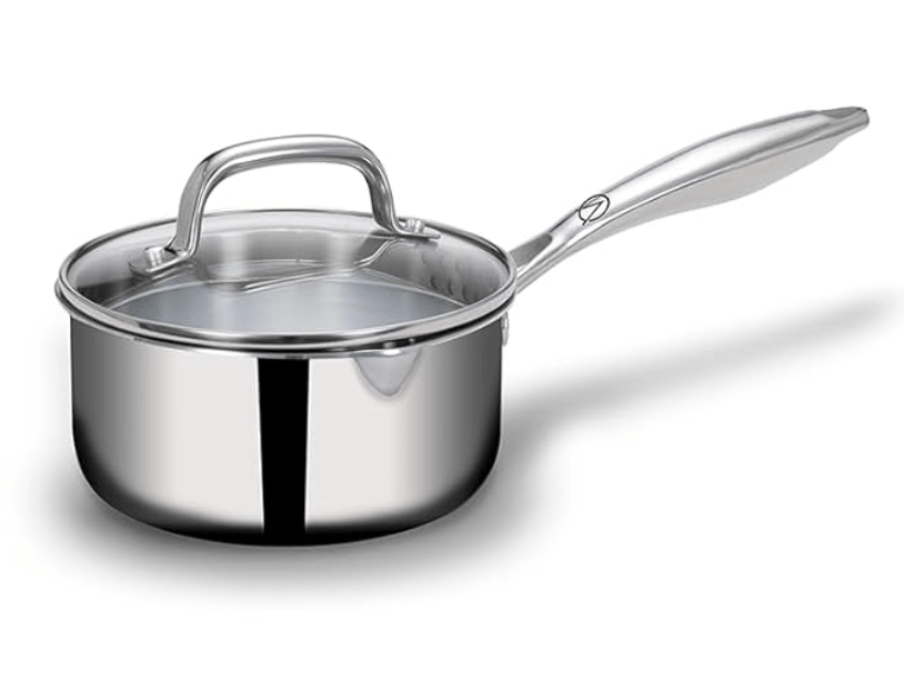 ARTTDINOX Stellar Stainless Steel Triply Saucepan with Glass Lid | 16 cm | 1.5 LTR | Rivetless Handle | Gas & Induction Base | Jindal Stainless