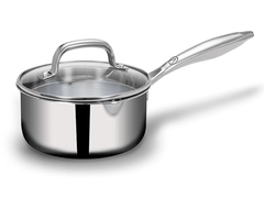 ARTTDINOX Stellar Stainless Steel Triply Saucepan with Glass Lid | 16 cm | 1.5 LTR | Rivetless Handle | Gas & Induction Base | Jindal Stainless-1
