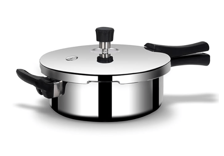 ARTTDINOX Stellar Stainless Steel 2 Ltr Mirror finish Pressure Cooker Lid with Gasket | Rivetless Handle | Induction & Gas Base | 7 Yrs Warranty | Jindal Stainless