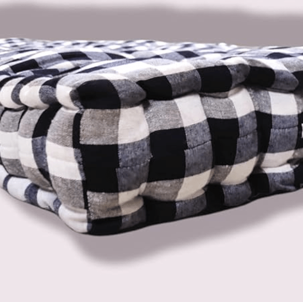 Soft Cotton Gingham Plaid Checkered Multicolour Mattress | Cotton Box Bed Mattress ((72X48X5 Inches or 4X6 ft))-3