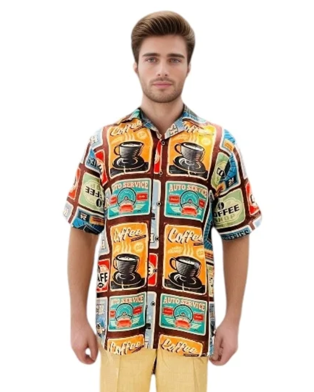 Printed Casual Shirt Cotton Retro Men-1