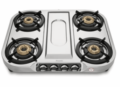 Preethi Shine Stainless Steel Gas Stove 4 Burners I Manual Ignition I ISI Certified I 2 Year Warranty-1