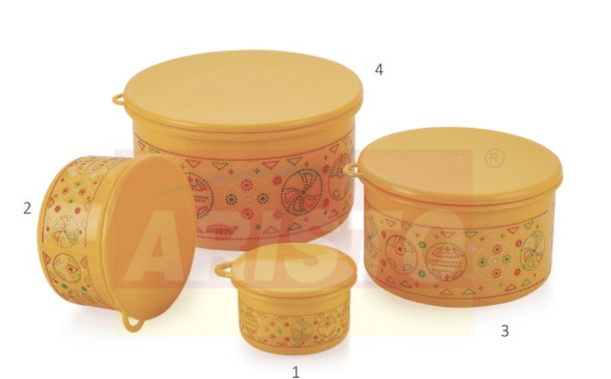 aristo Houseware Glory Plastic Storage Container 4 Pcs Set, Color May Vary, (Glory1-4)