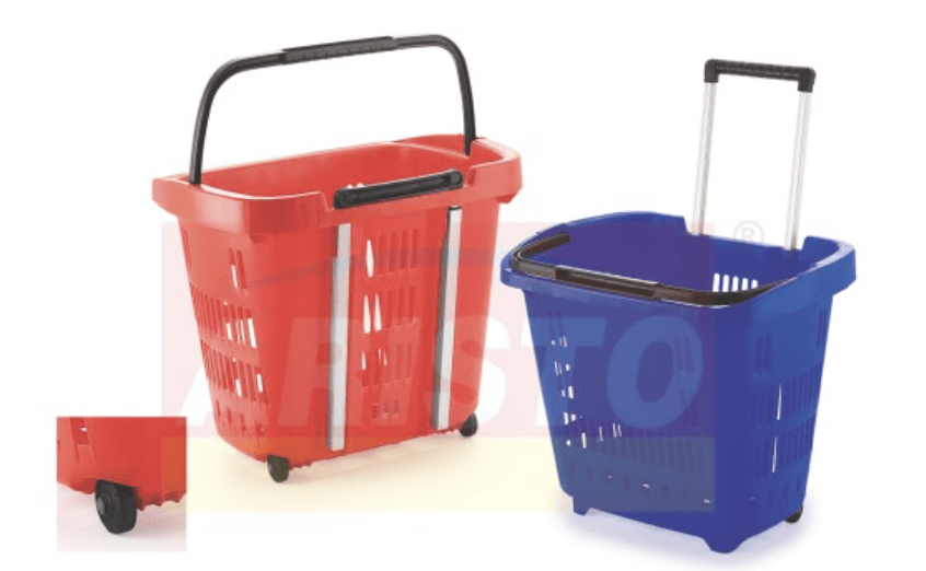 ARISTO Omega 31 L Plastic Red Trolley Shopping Basket-2