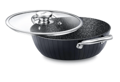 Prestige Durastone Hard Anodised 6 Layer Non-Stick Kadai with Glass Lid, (24 cm, 2.5 litre) (Black)-1