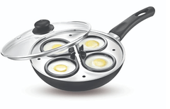 Prestige Omega Deluxe Granite Multi-Pan Cookware 20 Cm With Egg Poacher 1 U, Steamer 1 U, With Glass Lid(Black and Silver)-1
