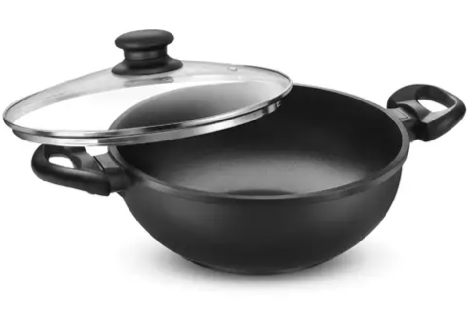 Prestige Omega Die-Cast Plus Aluminium Non-Stick Kadai 24 Cm with Glass Lid
