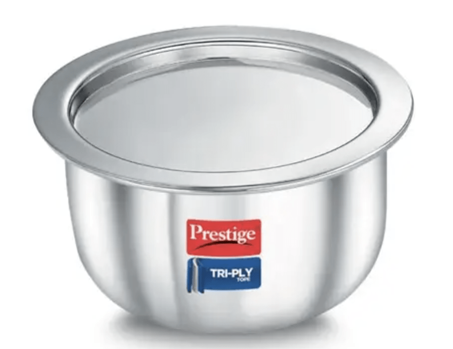 Prestige Tri-ply Stainless Steel Induction Base Tope with Lid, (Silver)