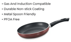 Prestige Omega Deluxe Aluminium Induction Base Non-Stick Fry Pan (Red)-2