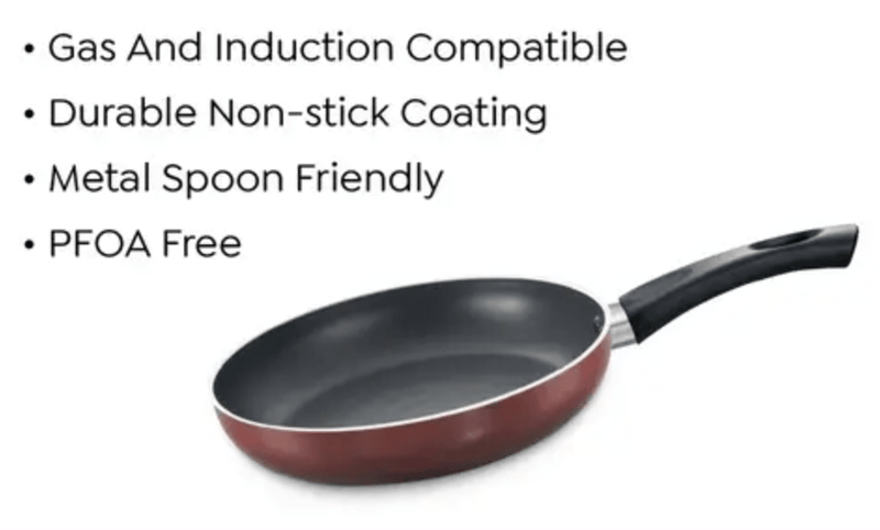 Prestige Omega Deluxe Aluminium Induction Base Non-Stick Fry Pan (Red)-2