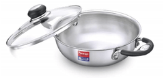 Prestige Tri-Ply Splendor Kadai with Glass Lid(20cm,1.6L Capacity)|Gas & Induction Compatible|Even Heat Distribution|Rust Proof|Perma Cool Handles|10 Years Warranty-1