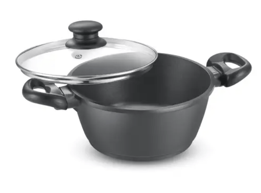 Omega Die-Cast Plus Aluminium Non-Stick Casserole with Glass Lid