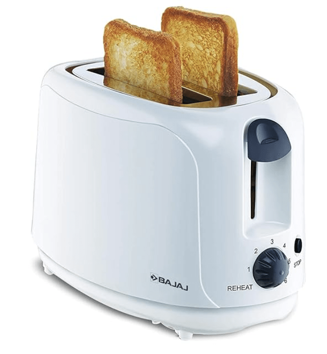 Bajaj ATX 4 750-Watt 2-Slice Pop-up Toaster | Dust Cover &amp; Slide Out Crumb Tray | 6-Level Browning Controls | Mid-Cycle Cancel Feature | 2-Yr Warranty by Bajaj | White Electric Toaster
