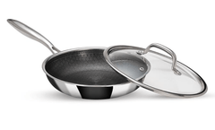 ARTTDINOX Stellar Stainless Steel Triply Frypan with Lid | Frying Pan | Etched nonstick PTFE | Non Stick Pan | Frying Pan Non Stick | Induction & Gas Base | Jindal Stainless, 22cm/1.5L, Silver-1