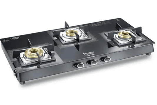 Prestige Vectra Gas Table | Powder Coated Body | Glass Top with Brass Burners